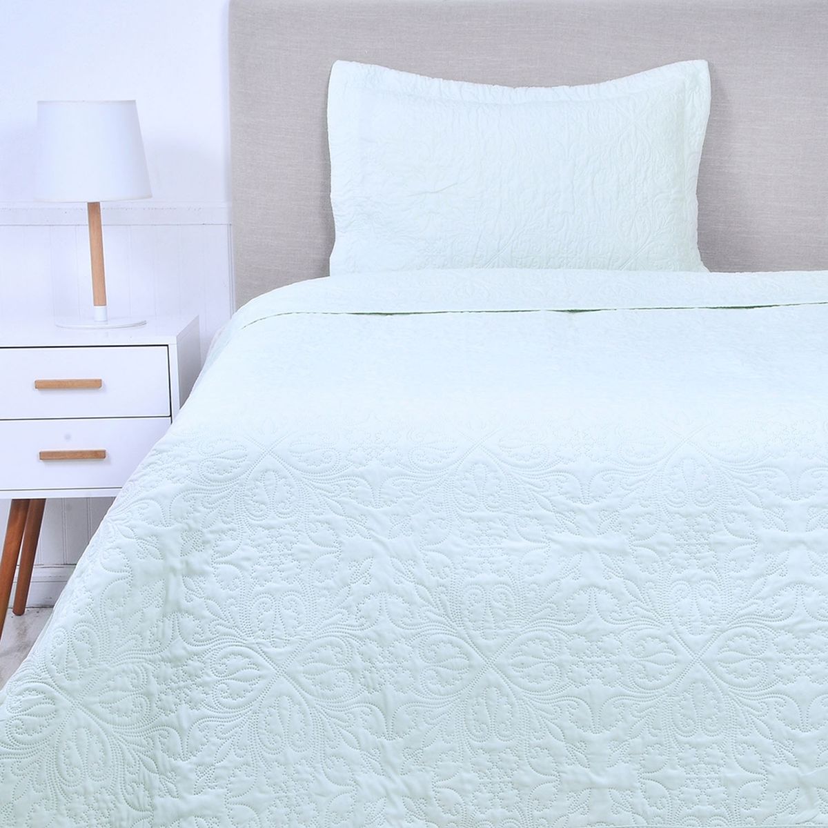 MASHINI - Quilt Microfibra 2 Plazas Portugal Celeste