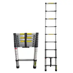 MIRLO - ESCALERA TELESCOPICA 8 PELDAÑOS PLEGABLE 150 KG
