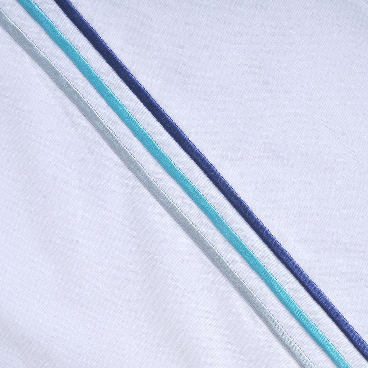 MASHINI - Sábana Bordada 144 Hilos Super king Line Azul Mashini