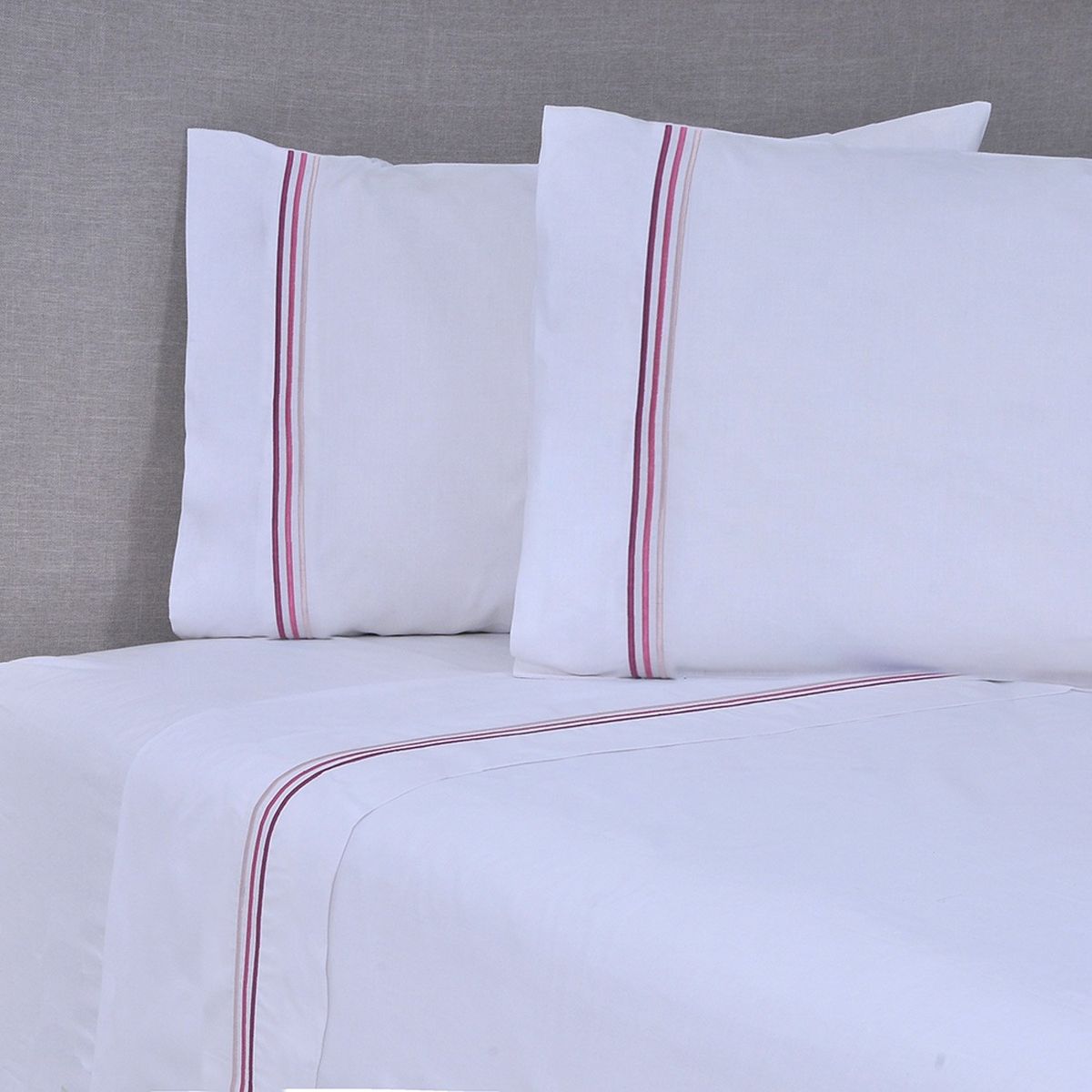 MASHINI - Sábana Bordada 144 Hilos Line Verde Mashini