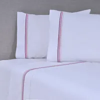 Sábana Bordada 144 Hilos Super king Line Rosado