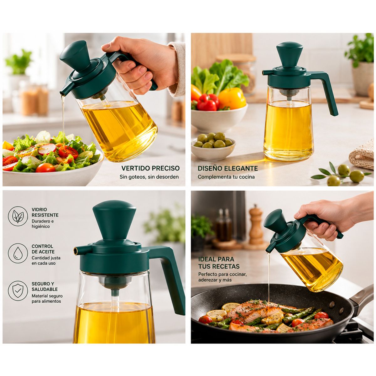GENERICO - Dispensador Dosificador Aceite Vinagre 550Ml + Brocha 2En 1