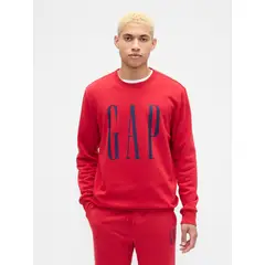 GAP - Polerón Hombre Sin Gorro Logo Crew Rojo