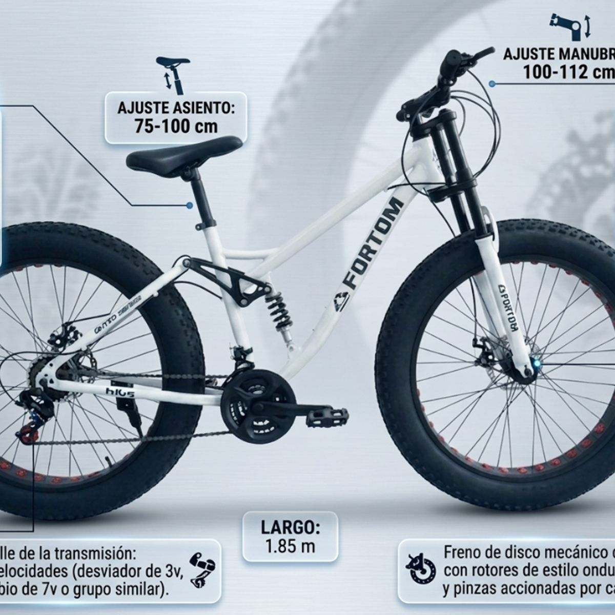 FORTOM - Bicicleta Fat Bike Aro 26