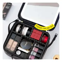 MOVI - Cosmetiquero negro con Espejo LED y Organizador de Maquillaje