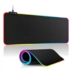 GENERICO - Mouse Pad Gamer, Luz Led Rgb, Waterproof, 80x30 Negro