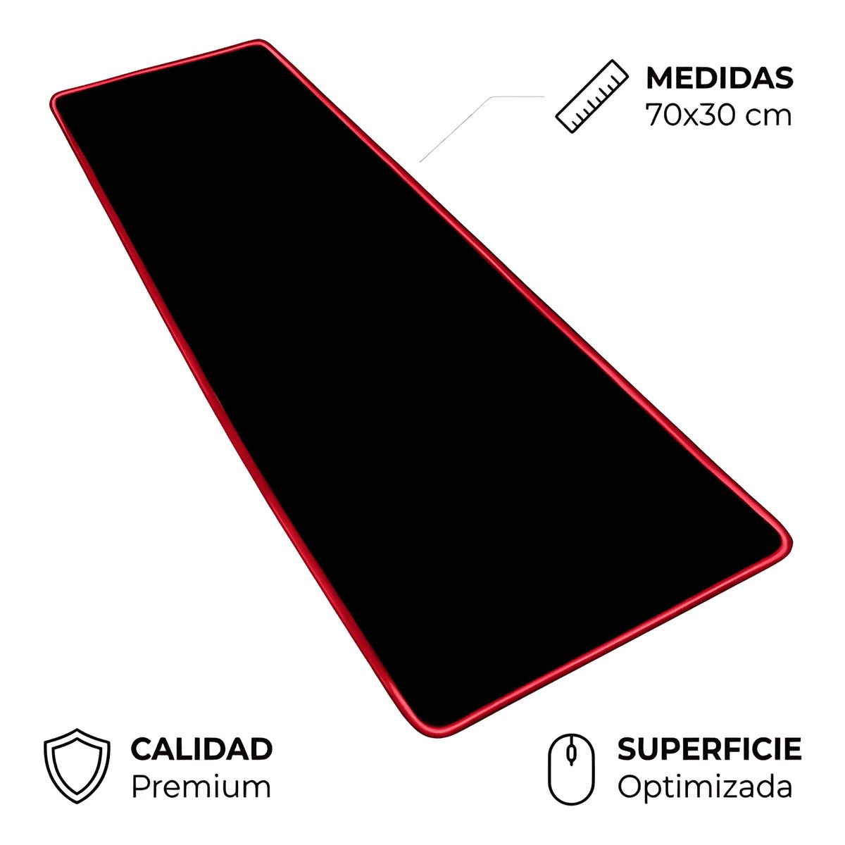 GENERICO - Mouse Pad Gamer Xl Extendido 70x30 Cm Grosor 3mm Roja
