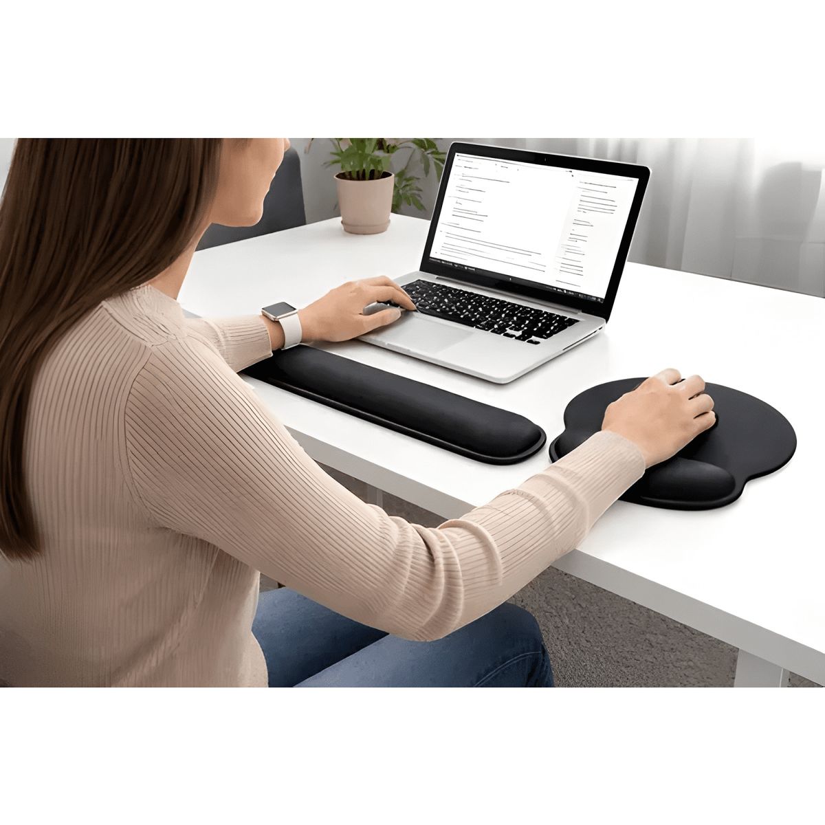 GENERICO - Reposa Muñecas para Teclado + Mouse Pad con Apoya Muñeca Max