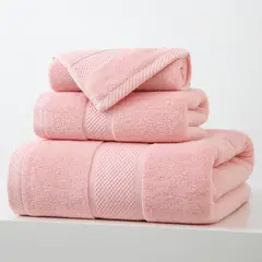 GENERICO - Set De 3 Toallas De Baño 100% Algodón De Cuerpo Y Manos Rosado