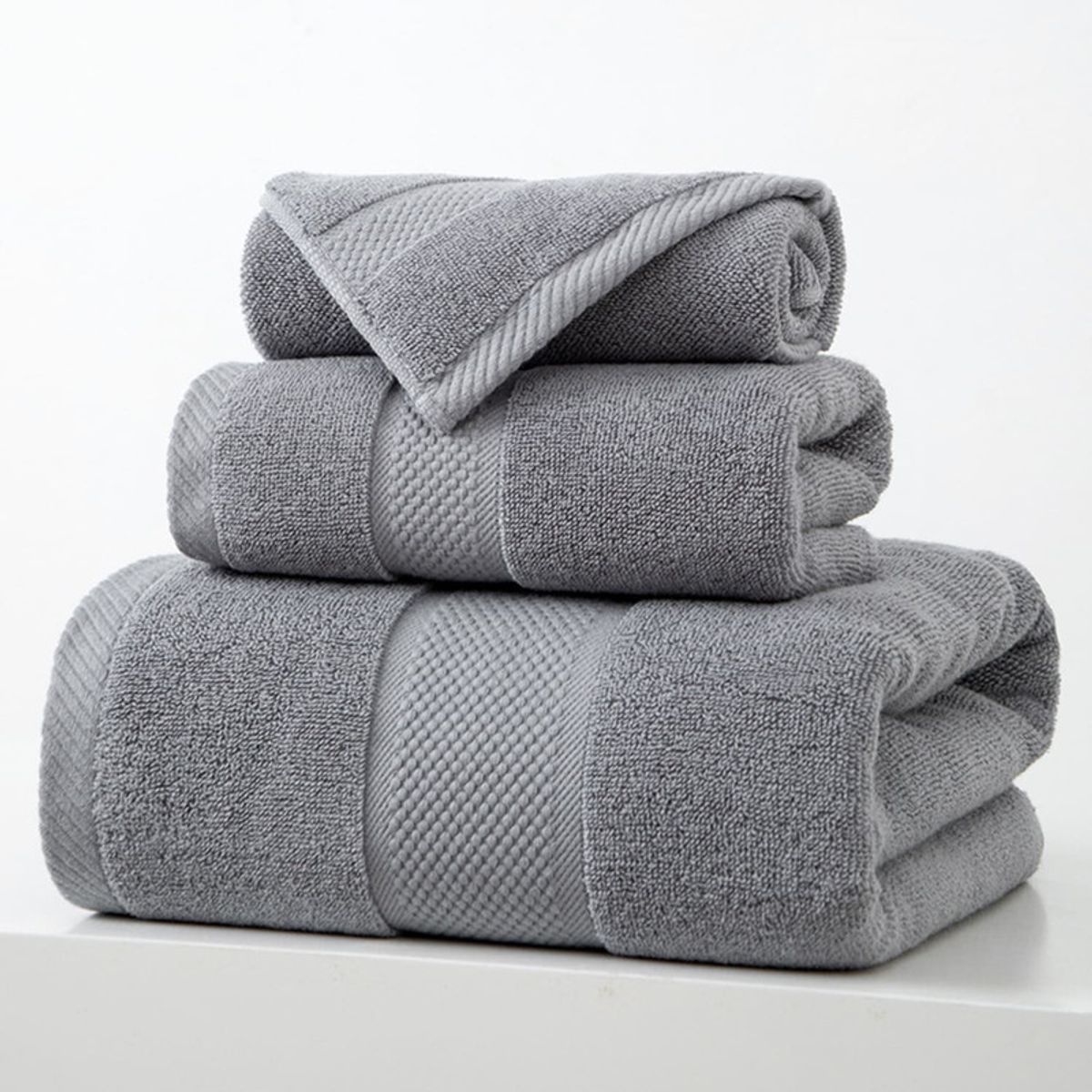 GENERICO - Set De 3 Toallas De Baño 100% Algodón De Cuerpo Y Manos Gris