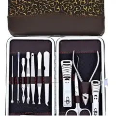 GENERICO - Estuche 12 Pcs Manicure Pedicure Acero Inoxidable