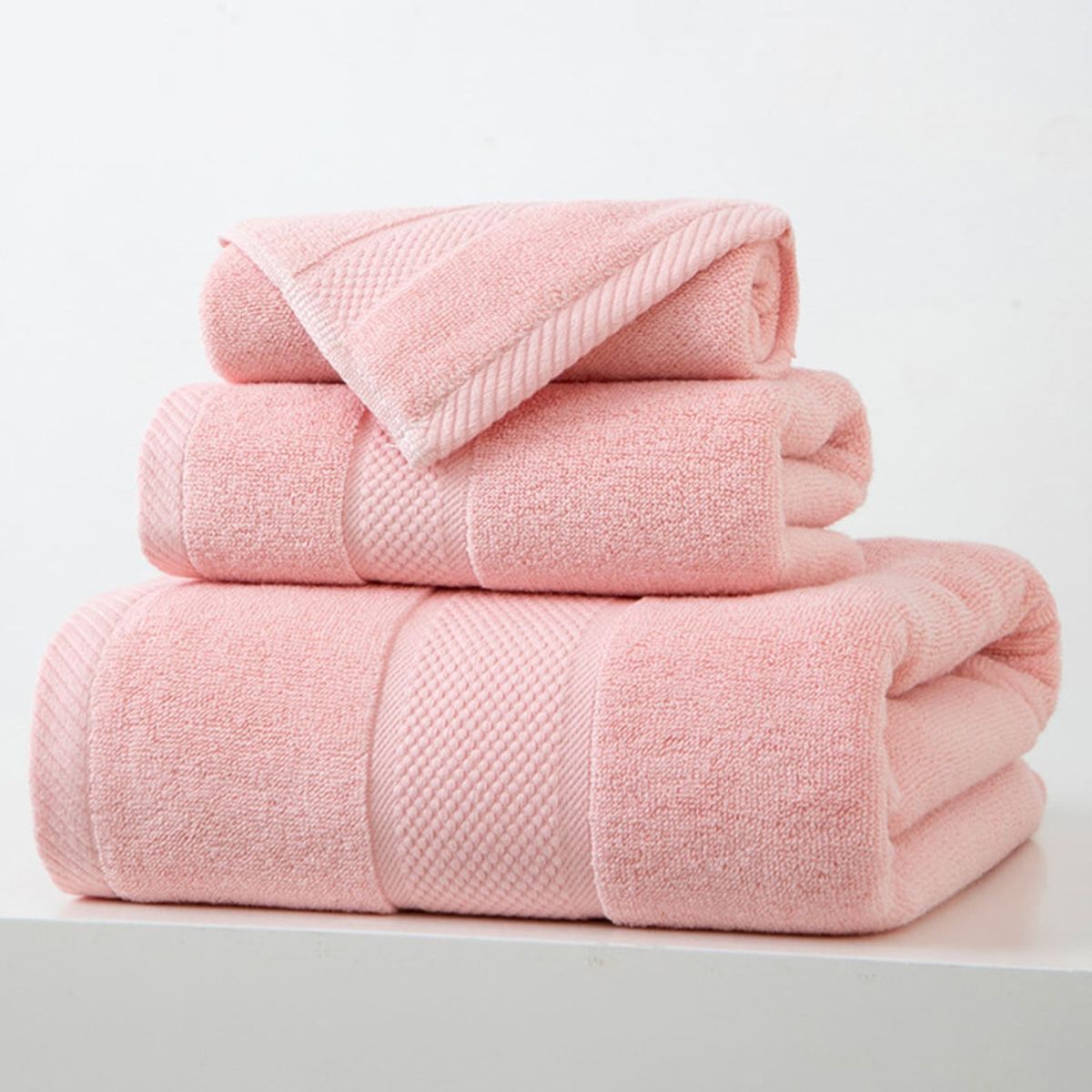 GENERICO - Set De 3 Toallas De Baño 100% Algodón De Cuerpo Y Manos Rosado