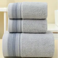 GENERICO - Pack 3 Toallas De Baño 100% Algodón Bordadas Cuerpo Y Manos Gris