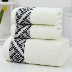 GENERICO - Set 3 Toallas De Baño 100% Algodón Bordadas Cuerpo Y Manos Blanco