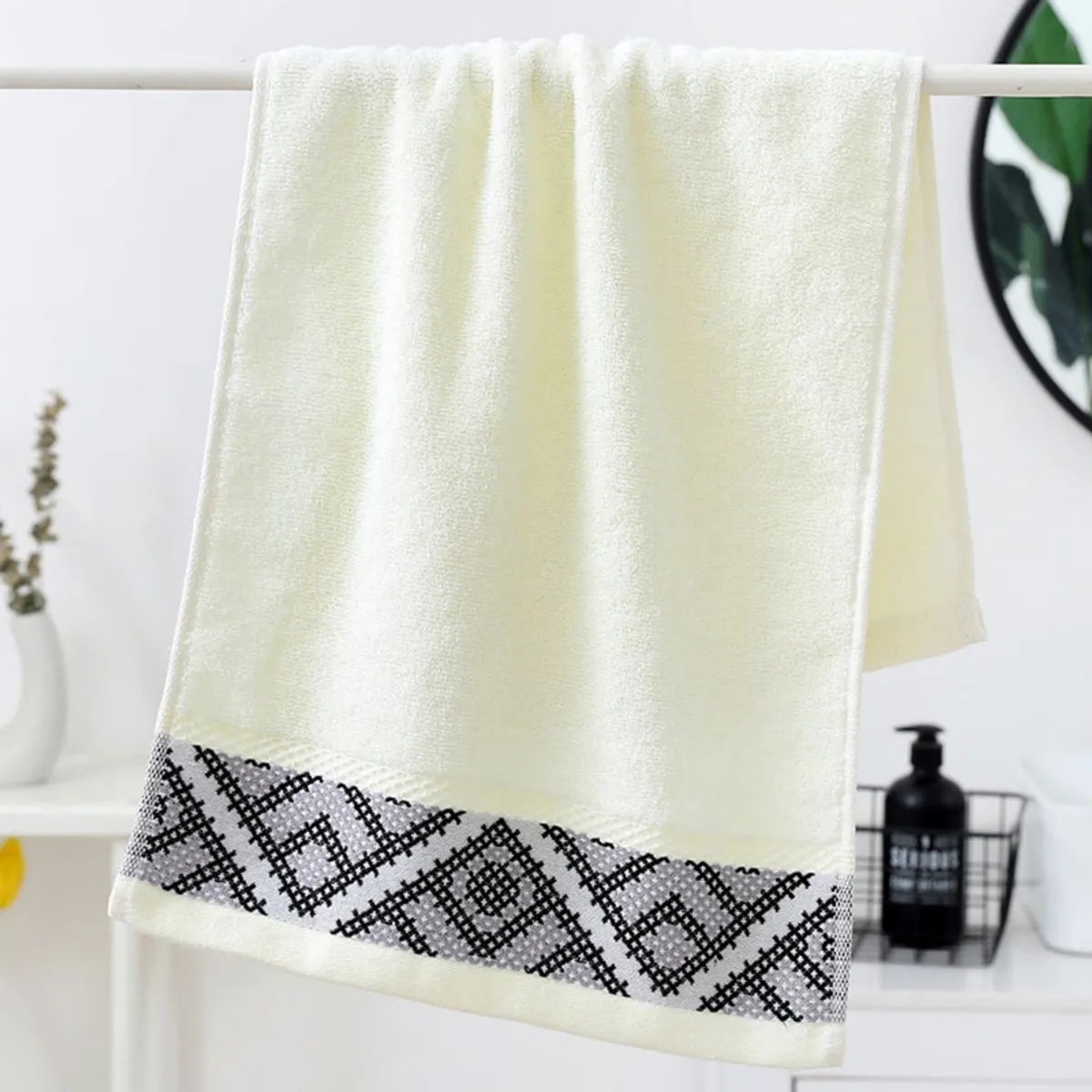 GENERICO - Set 3 Toallas De Baño 100% Algodón Bordadas Cuerpo Y Manos Blanco