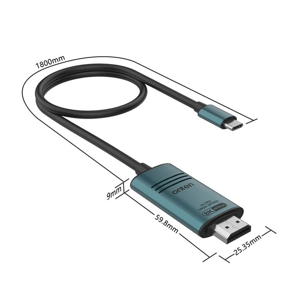 ONTEN - Cable USB-C a HDMI 8K 1.8M Onten OTN-UC982 Ultra HD