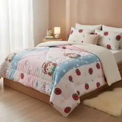 GENERICO - Cubrecama Plush Con Chiporro de invierno 1.5 Plaza Infantil diseño Frutillas