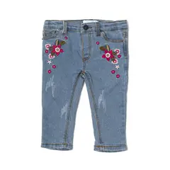 PUMUCKI - Jeans Bordado Niña con Flores y Cintura Ajustable