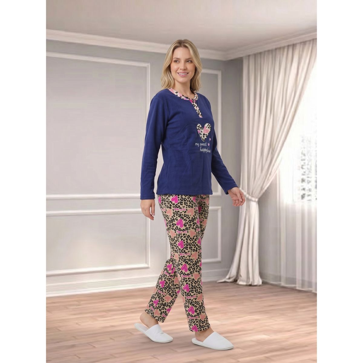 LIKE SHOP - Pijama Mujer Polar Invierno Diseño Corazón 4071