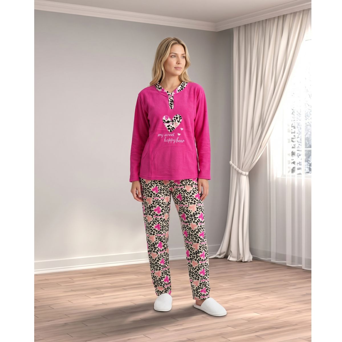 LIKE SHOP - Pijama Mujer Polar Invierno Diseño Corazón 4071