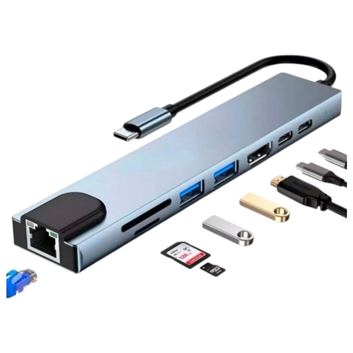GENERICO - Adaptador Usb Tipo C 8 En 1