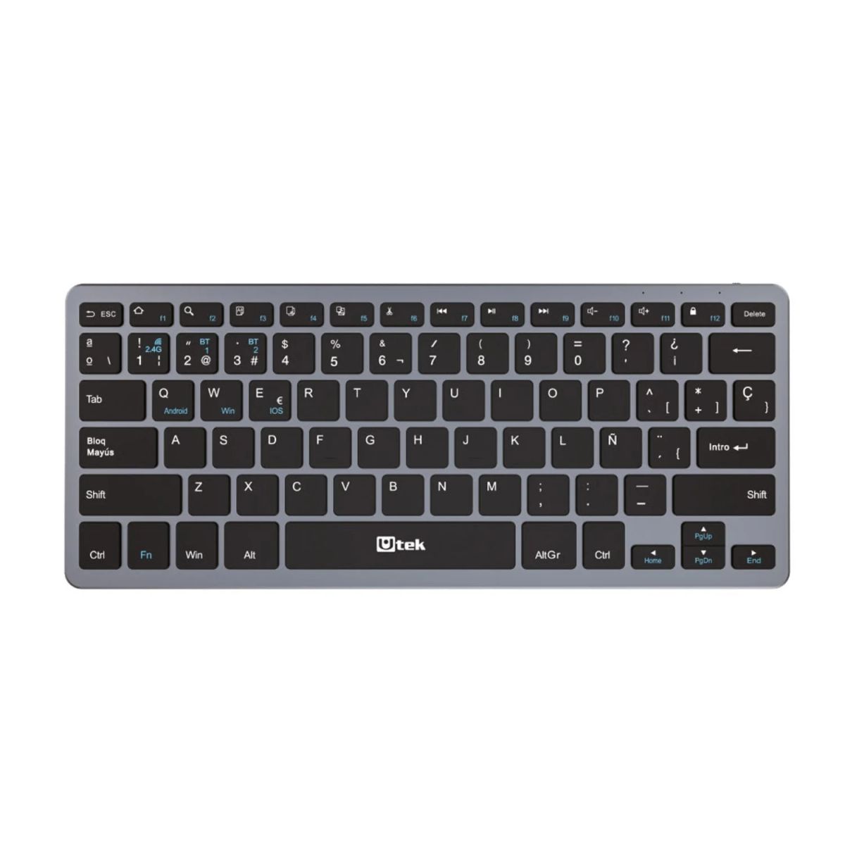 UTEK - Teclado Bluetooth 5.0 Recargable Slim UT-KBBT2100 Aluminio