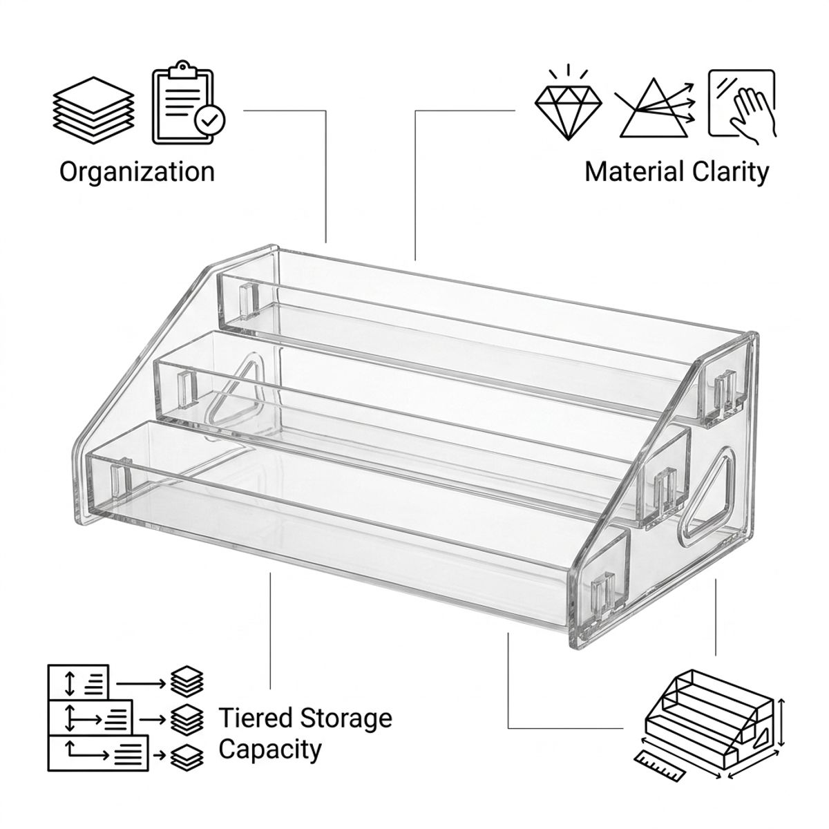 ARMONIA - Organizador Acrílico Para Maquillaje 3 Niveles 780 Elegante