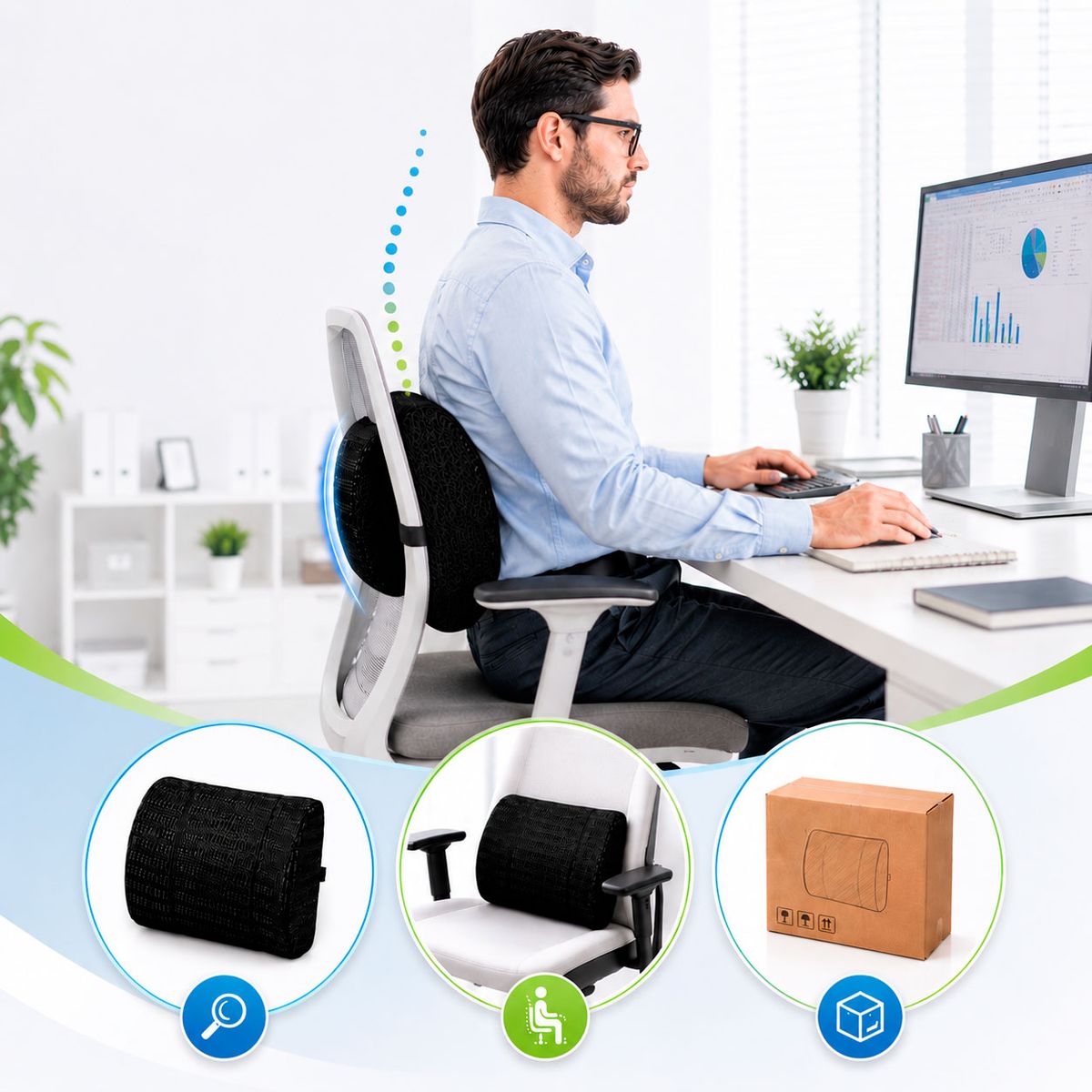 TERMOLAM - Respaldo Cojín Lumbar Standard  - Ergonómico BC802