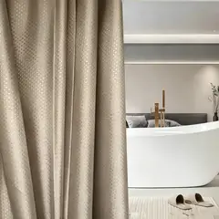 HD HOGAR SPA - Cortina De Baño Impermeable Texturada Diseño Rombos 180x180 Beige