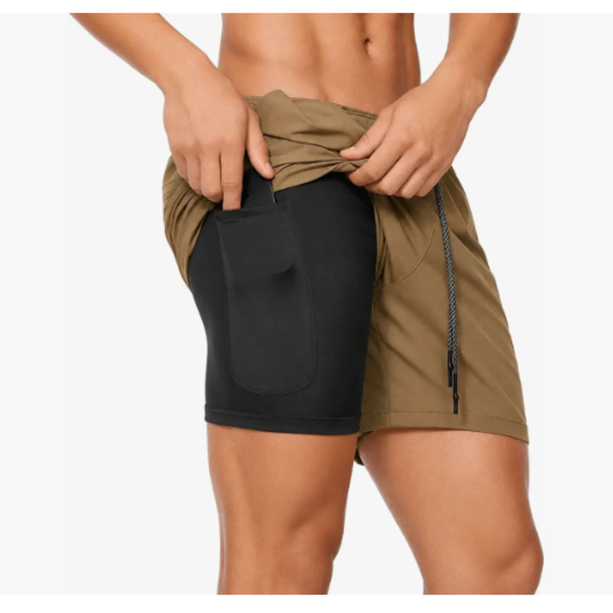 GENERICO - Short Deportivo Hombre Pantalones Cortos Secado Rápido Sport CAQUI