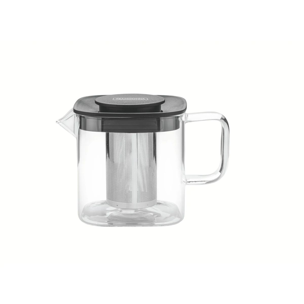 TRAMONTINA - Jarra para té de vidrio y acero inoxidable con infusor de 600 ml Tramontina