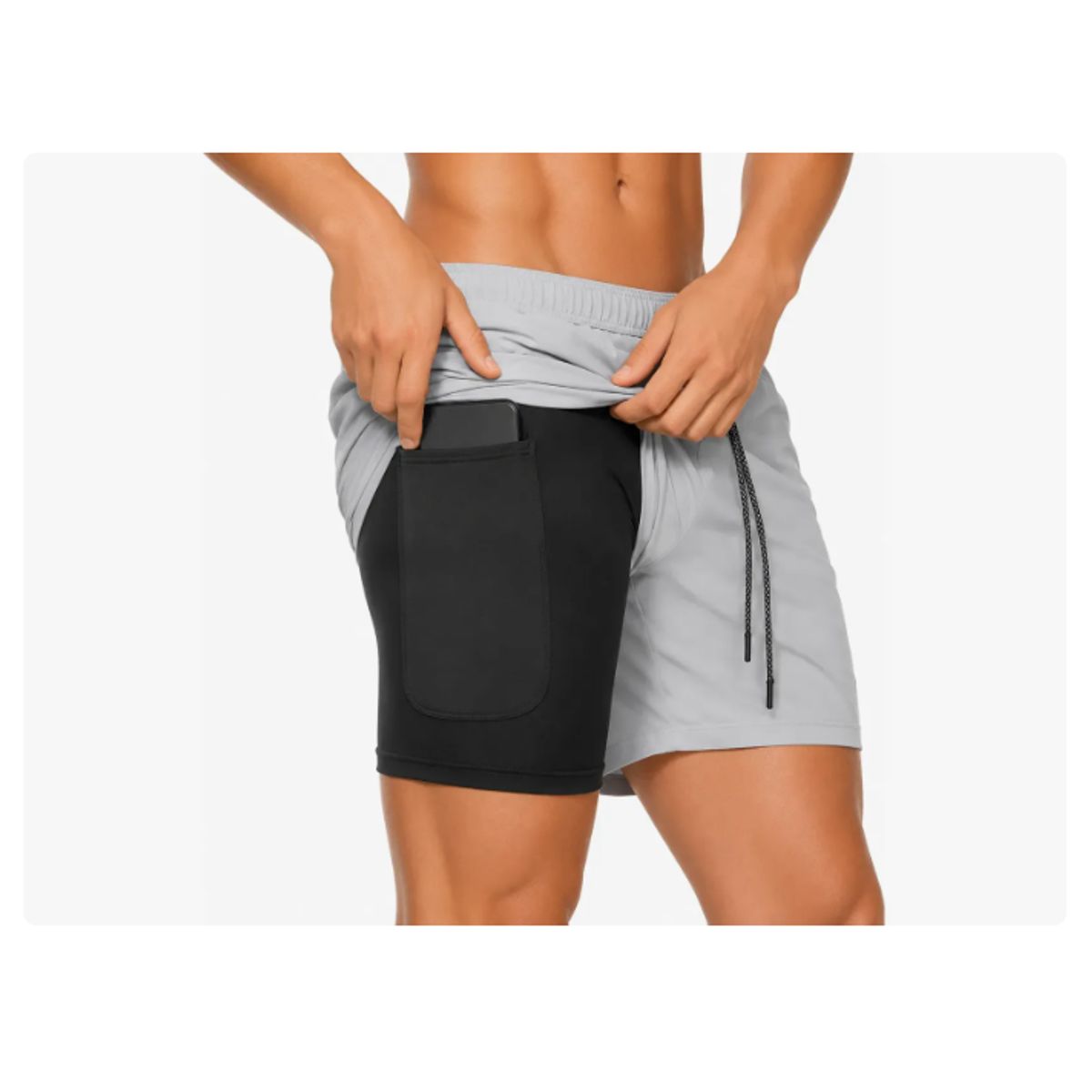 GENERICO - Short Deportivo Hombre Pantalones Cortos Secado Rápido Sport GRIS CLARO