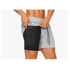 GENERICO - Short Deportivo Hombre Pantalones Cortos Secado Rápido Sport GRIS CLARO