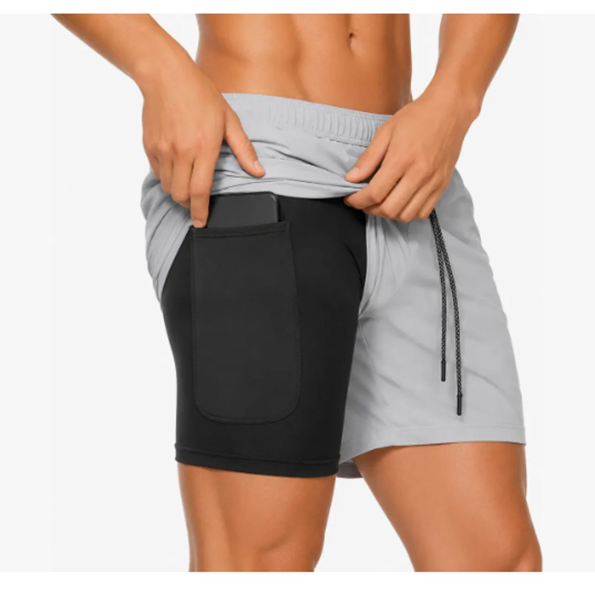 GENERICO - Short Deportivo Hombre Pantalones Cortos Secado Rápido Sport GRIS CLARO