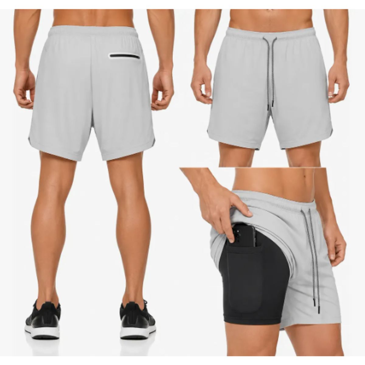GENERICO - Short Deportivo Hombre Pantalones Cortos Secado Rápido Sport GRIS CLARO