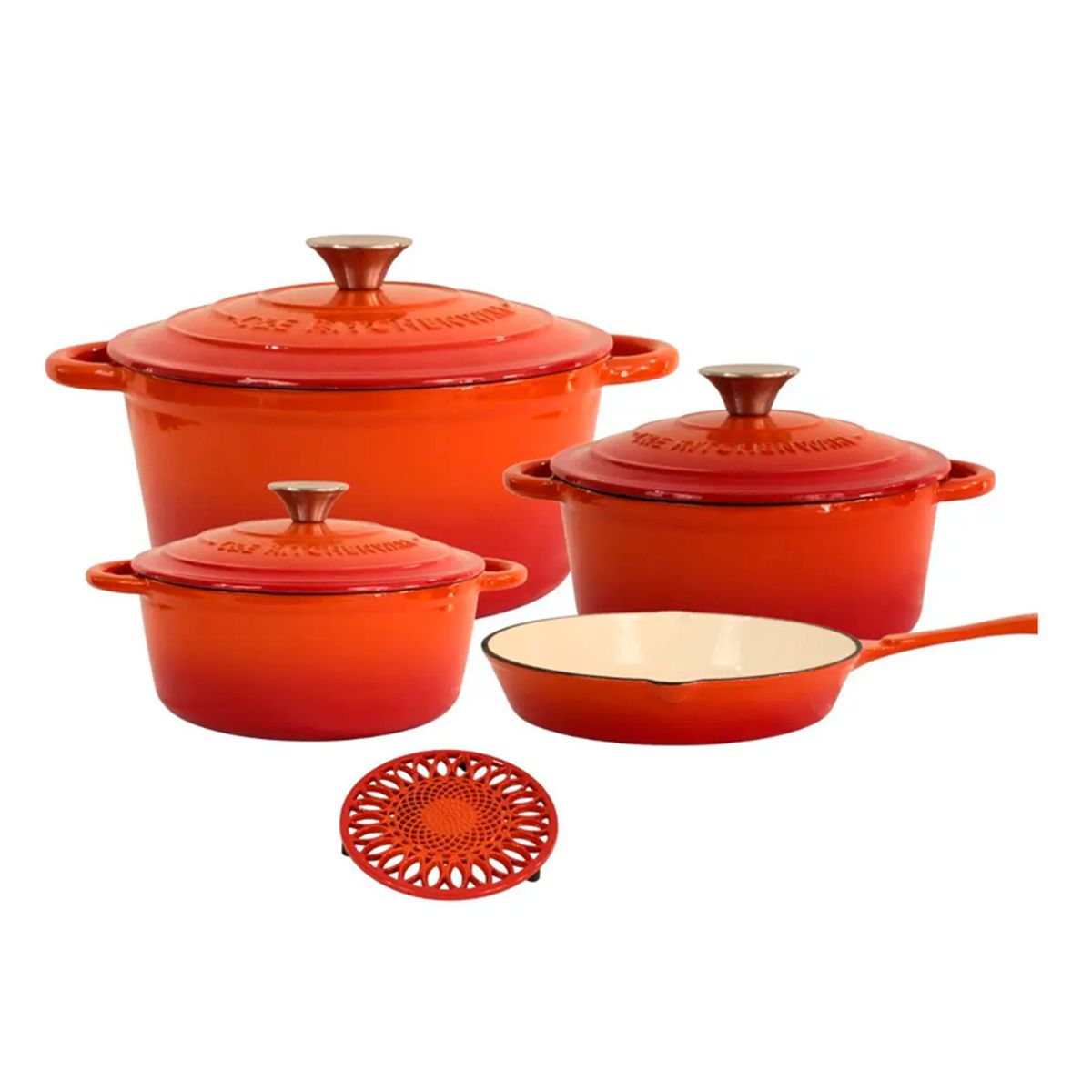 WAKESHOME - Juego De Ollas Hierro Fundido Esmaltado Bateria De Cocina 8 Piezas