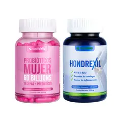 SUPLIDAILY - Pack Bienestar Femenino Probióticos 60 Cap Y Colágeno Hondrexil 60 Cap