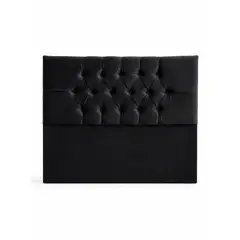GENERICO - Cama 2 Plazas Modelo Capitone Negro En Lino + Colchon 2P Mery Desing