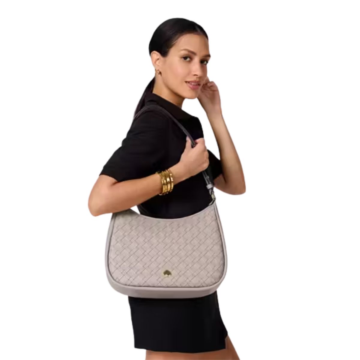 KATE SPADE - Cartera Kate Spade Kayla Large Taupe Entrelazada