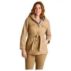 LORENZO DI PONTTI - Abrigo Capucha Quilt Mujer Camel