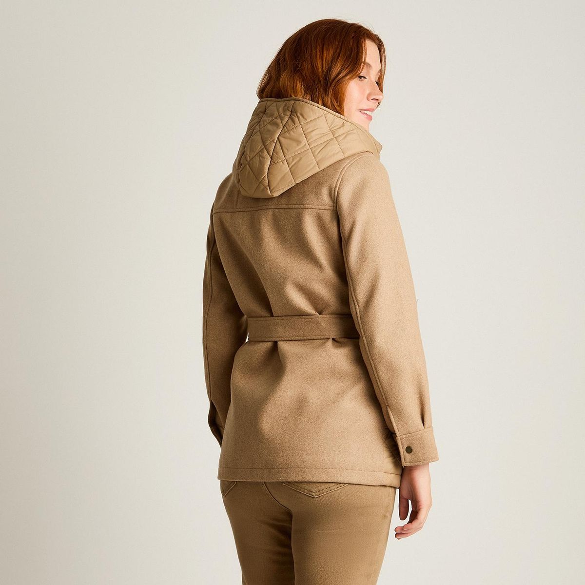 LORENZO DI PONTTI - Abrigo Capucha Quilt Mujer Camel