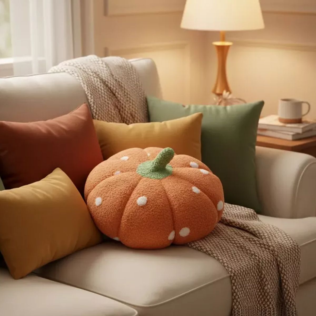 GENERICO - Cojin Decorativo Calabaza Con Lunares 40cm