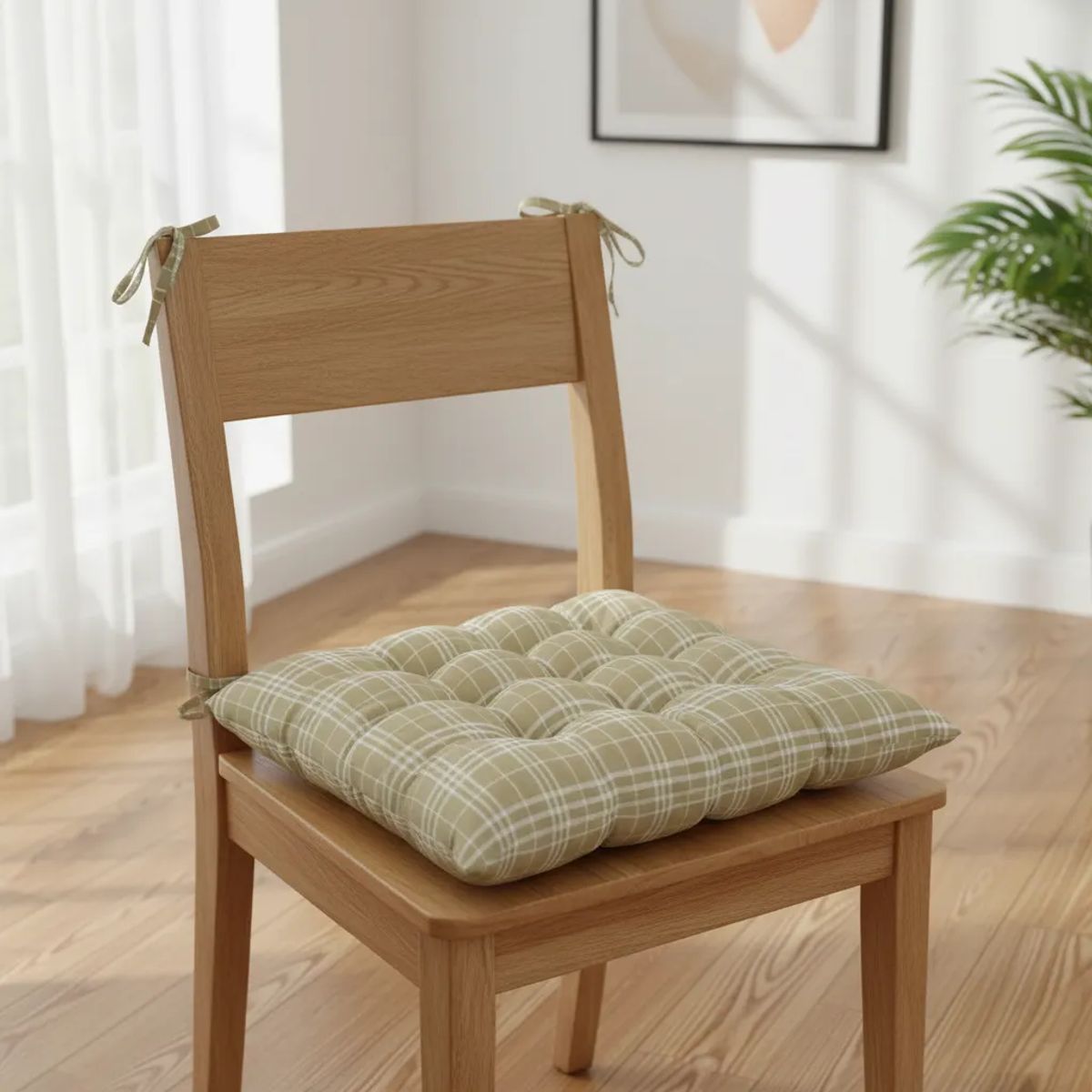 GENERICO - Cojín Acolchado Para Silla De Rayas 40x40cm Con Amarras