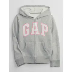 GAP - Polerón Niña Logo V2 Full Zipper Gris