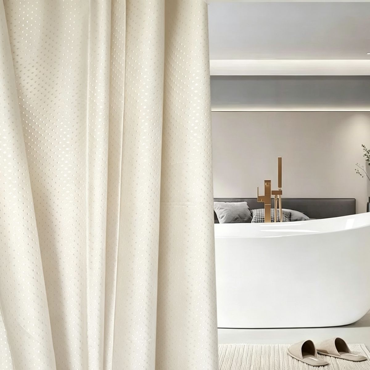 OKAY - Cortina De Baño Impermeable Texturada Diseño Rombos 180x180