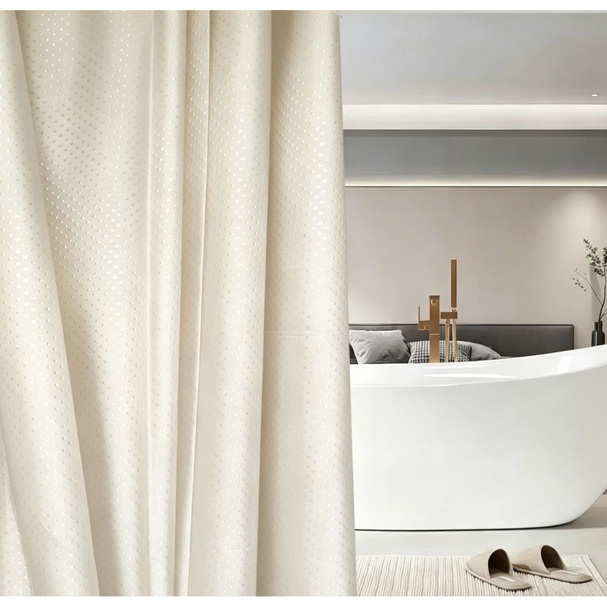 OKAY - Cortina De Baño Impermeable Texturada Diseño Rombos 180x180