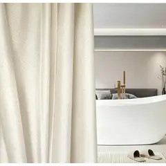 HD HOGAR SPA - Cortina De Baño Impermeable Texturada Diseño Rombos 180x180 Crudo
