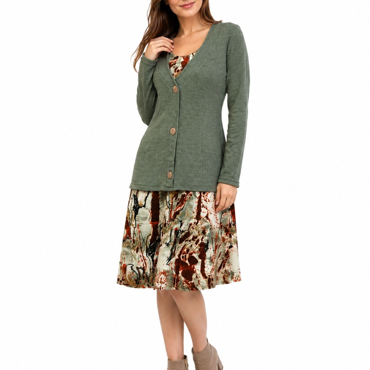 MAGENTA WOMAN - Vestido 21 Lanilla con Tapado Verde