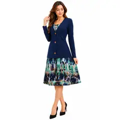 MAGENTA WOMAN - Vestido 21 Lanilla con Tapado Azul
