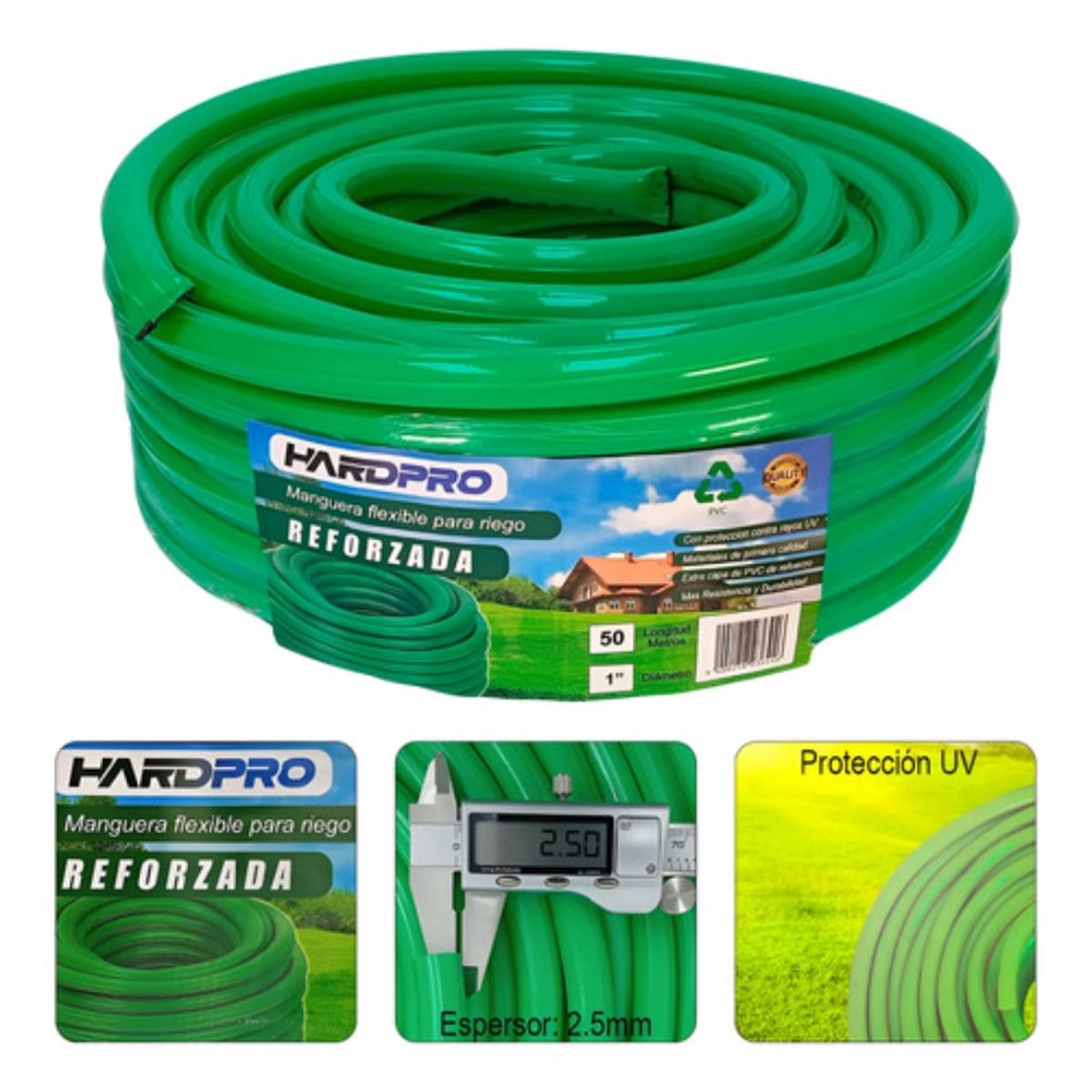 HOMEBRANDT - Manguera Riego 50m 1 pulgada 2.5mm Reforzada Proteccion Uv